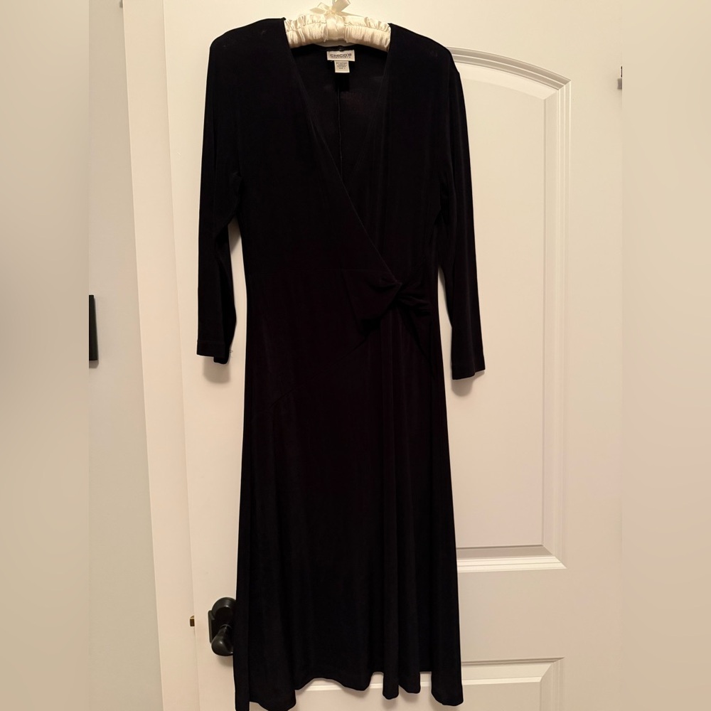 Chico’s Travelers Black Mock Wrap Dress